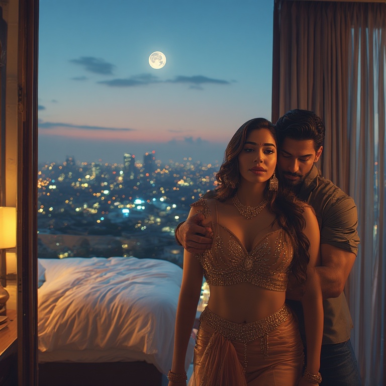 Rhea - Sultry Nights in Mumbai 1 a vibrant Mumbai skyline at ni Rhea - Sultry Nights in Mumbai