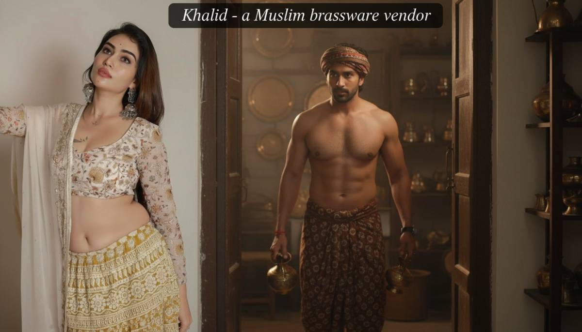 compressed generated pose 1 Khalid - a Muslim brassware vendor